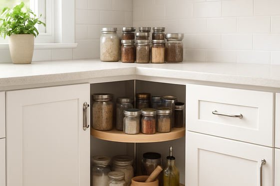 Use Lazy Susans in Corner Cabinets illustration