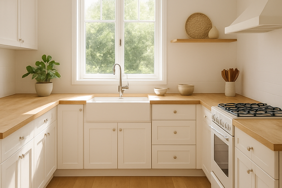 Bright Whites with Natural Wood Accents illustration