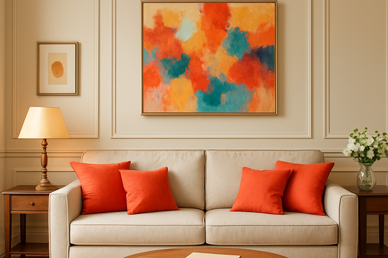 Classic Beige with Bold Coral Accents illustration