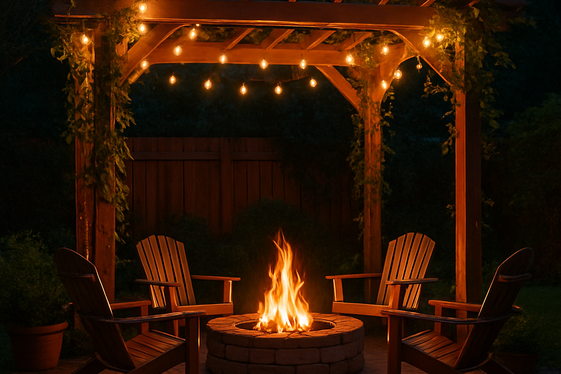 Fire Pit with Pergola for Shade and Ambiance illustration