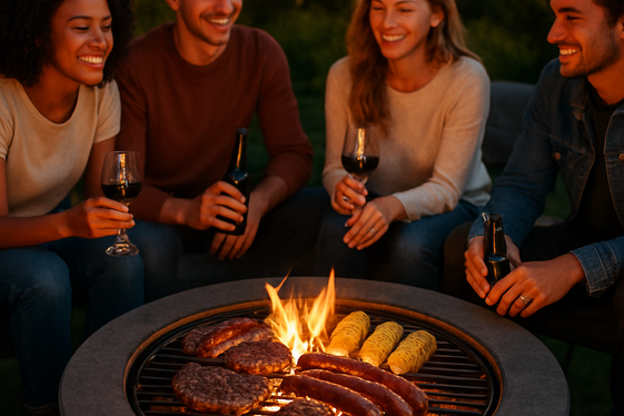 Fire Pit with Built-In Grill for Cooking Fun illustration