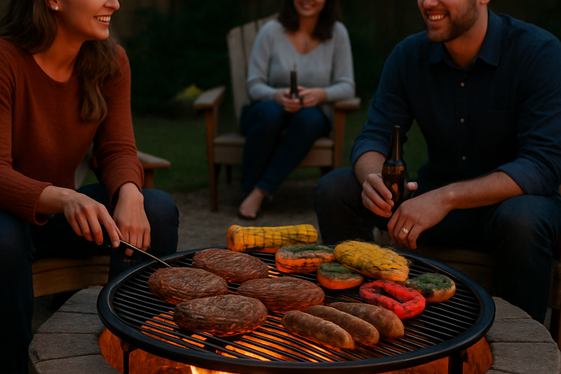 Fire Pit with Grill for Outdoor Cooking illustration