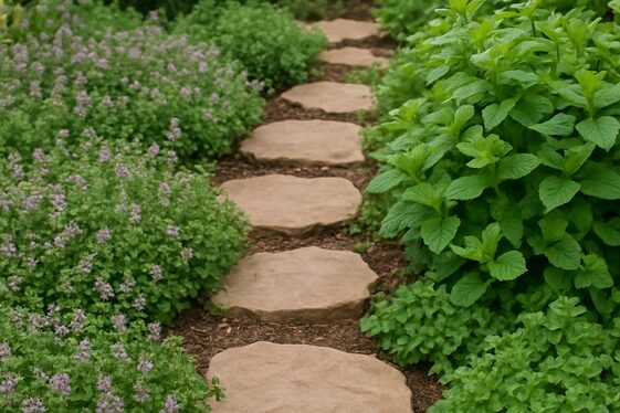 Herb Garden Paths with Stepping Stones illustration