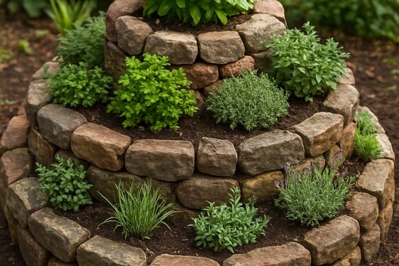 Herb Spiral Gardens for Efficient Use of Space illustration