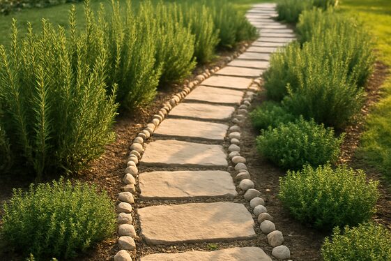 Herb Garden Borders Along Walkways illustration