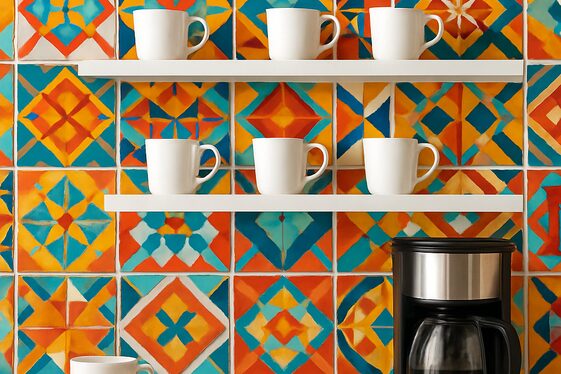 Colorful Coffee Bars with Vibrant Tiles illustration