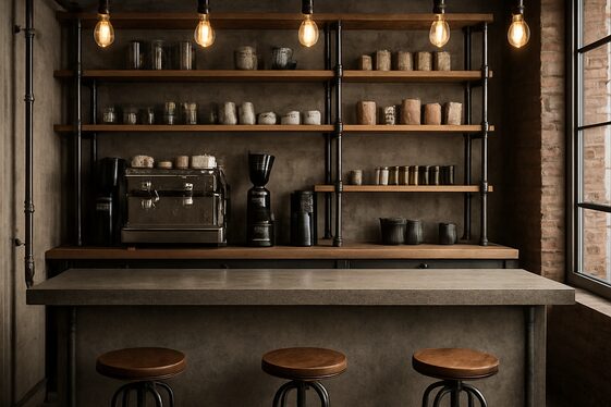 Industrial Coffee Bar Designs illustration