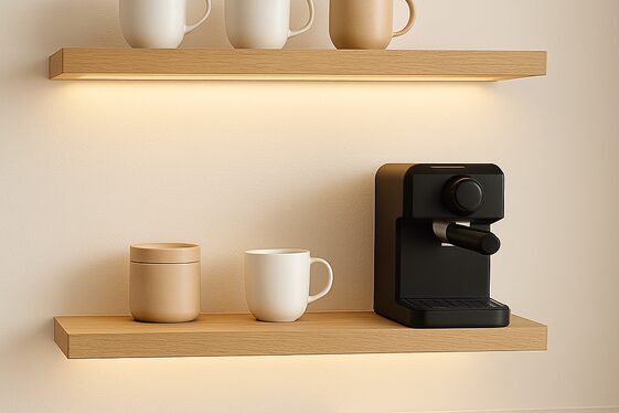 Floating Shelves Coffee Bar Setup illustration