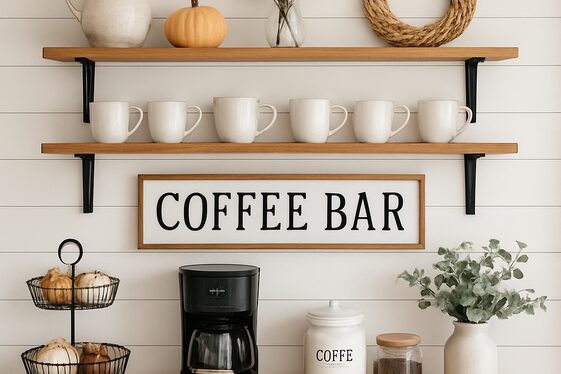 Chic Farmhouse Coffee Bar Ideas illustration
