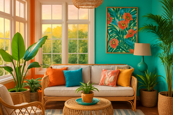 Sunset Oranges with Turquoise for a Vibrant Coastal Feel illustration