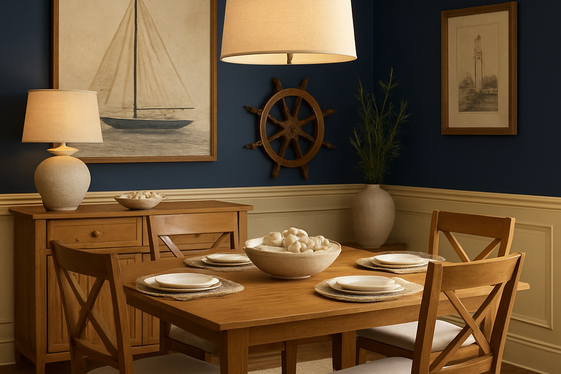 Deep Navy with Sandy Beige for Classic Beach Elegance illustration
