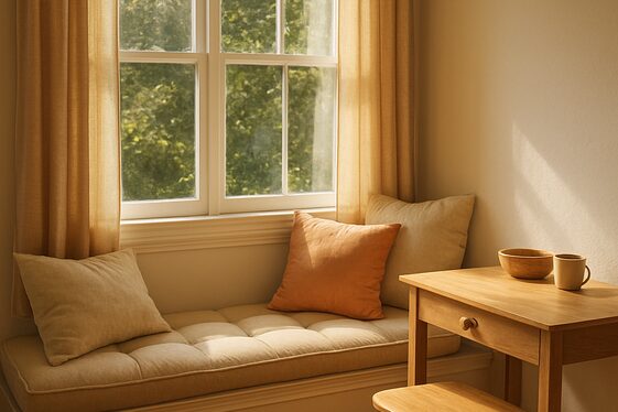 Create a Cozy Window Seat Workspace illustration