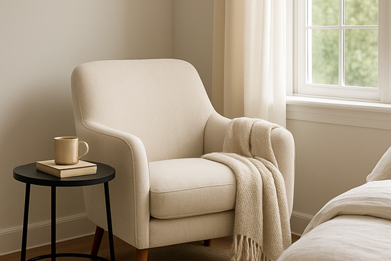Create a Cozy Reading Nook in Cream and Black illustration