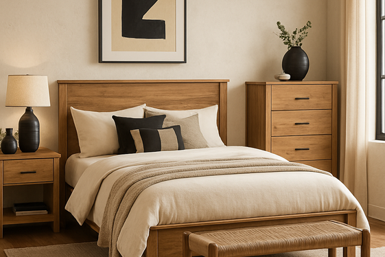 Incorporate Natural Wood Elements with Black and Cream illustration