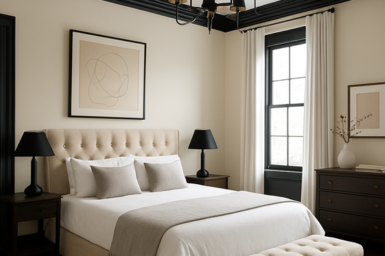 Highlight Architectural Details with Black Trim on Cream Walls illustration