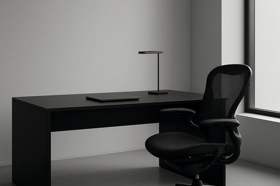 Monochrome Black Desk and Chair Combos illustration