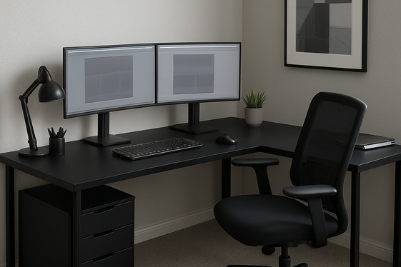 Modern Black L-Shaped Desks for Corner Spaces illustration