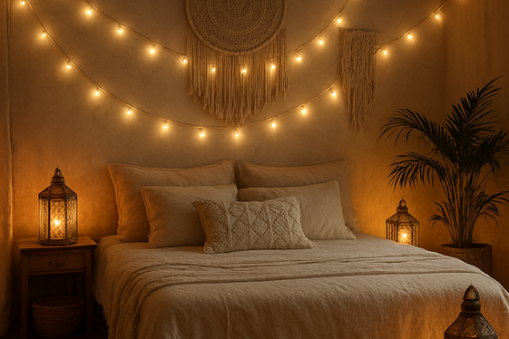 Add Soft Ambient Lighting with Lanterns and String Lights illustration