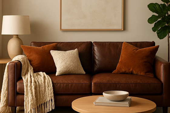 Combining Brown Leather with Textured Fabrics illustration