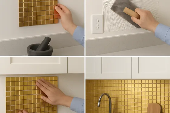 Step-by-Step Guide to Installing Gold Backsplash Tiles illustration