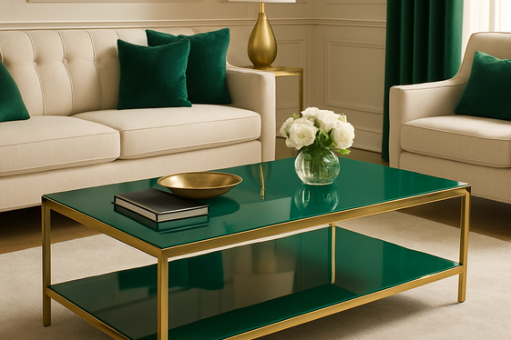 Emerald Green and Gold Coffee Tables: Modern Elegance illustration