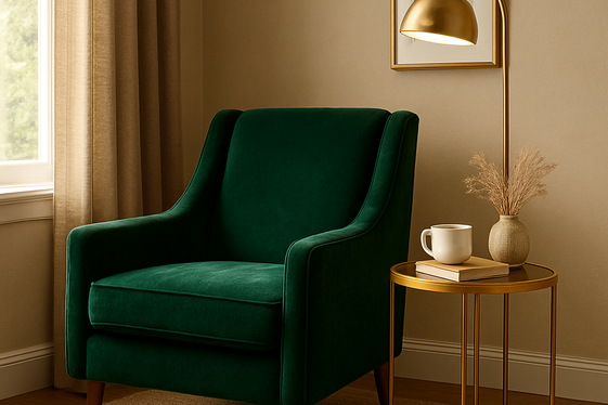 Creating a Luxe Reading Nook Using Emerald and Gold illustration