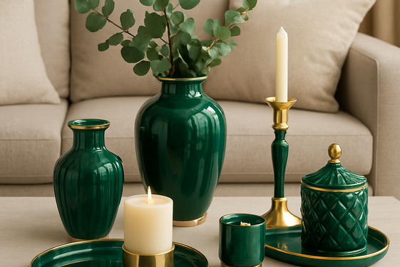 Accessorizing with Emerald and Gold: Vases, Trays, and More illustration