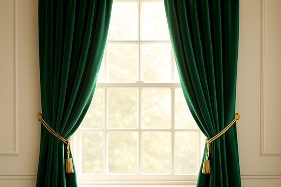 How to Style Emerald Green Curtains with Gold Hardware illustration