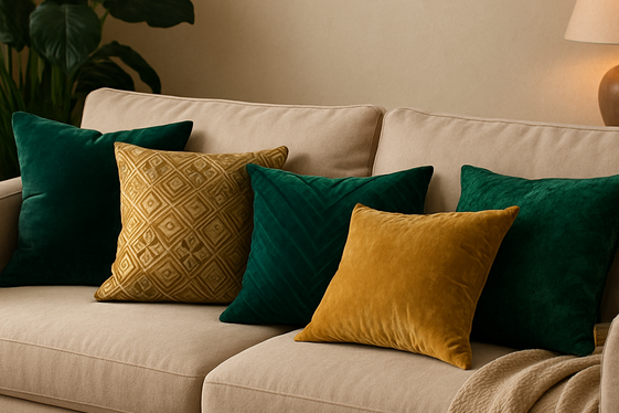 Adding Emerald and Gold Throw Pillows for Easy Updates illustration
