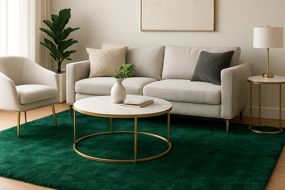 Combining Emerald Green Rugs with Gold Furniture Legs illustration