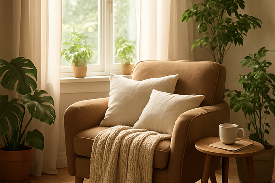 Create a Reading Nook with Earthy Vibes illustration