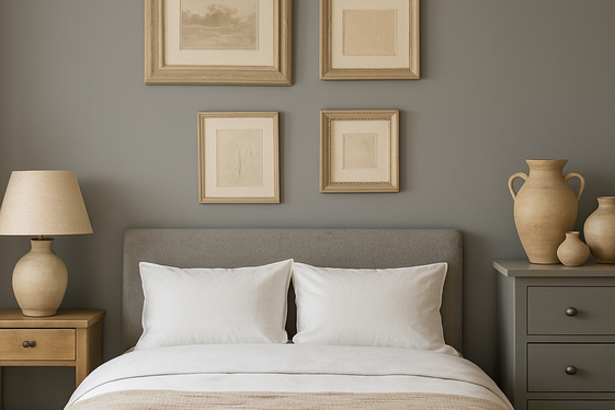 Vintage Beige Accessories with Modern Grey Backdrops illustration
