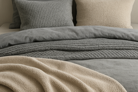 Grey and Beige Layered Bedding for Ultimate Comfort illustration