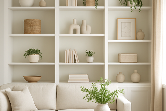 Feature a Sleek Built-In Shelving Display illustration