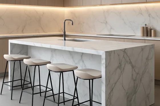 Statement Kitchen Islands with Waterfall Edges illustration