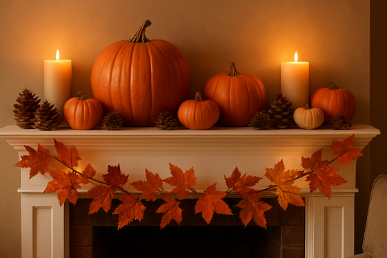 Incorporate a Fall-Themed Mantel Display illustration