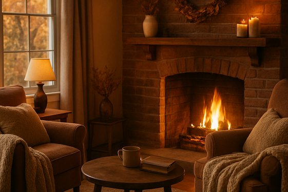Create a Warm Focal Point with a Fireplace or Heater illustration