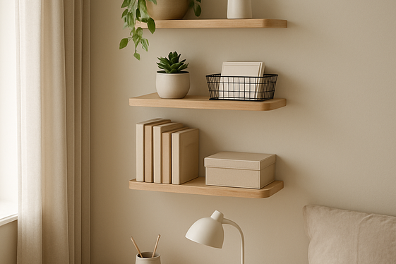 Compact Floating Shelves for Work Essentials illustration