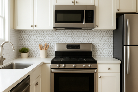White Penny Tiles for Retro Yet Fresh Style illustration