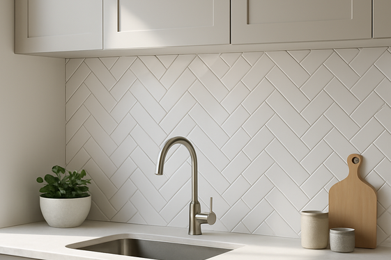 White Herringbone Tiles to Add Movement illustration