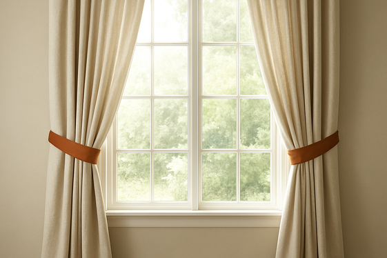 Use Neutral Curtains with Warm Colored Tiebacks illustration
