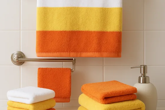 Candy Corn Colored Bathroom Linens illustration