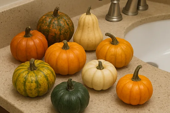 Mini Fake Pumpkins and Gourds for Counter Decor illustration