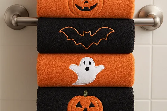 Plush Halloween Hand Towels with Fun Details illustration