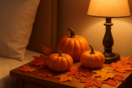 Add Autumn Flair with Pumpkin and Leaf Accents illustration