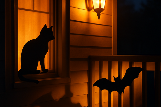 Black Cats and Bats Silhouettes for Instant Halloween Mood illustration