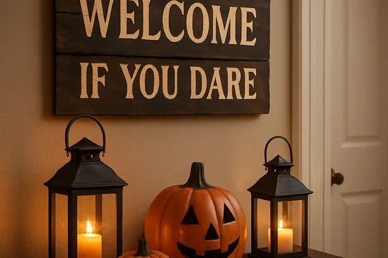 Haunted House-Inspired Entryway Setup illustration