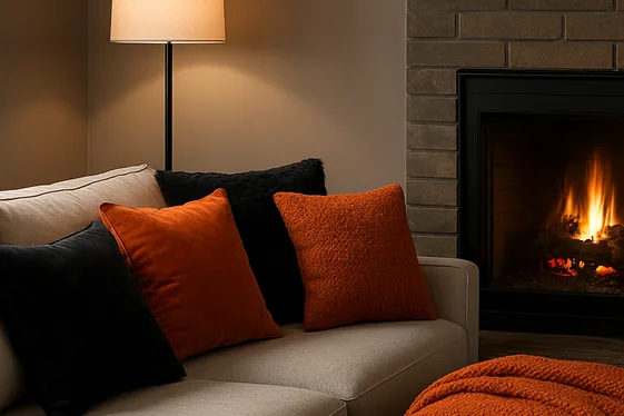 Black and Orange Throw Pillows for Cozy Corners illustration