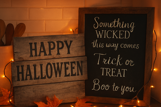Rustic Halloween Signs and Chalkboards illustration