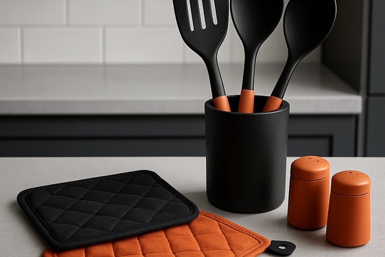 Black and Orange Countertop Accessories illustration